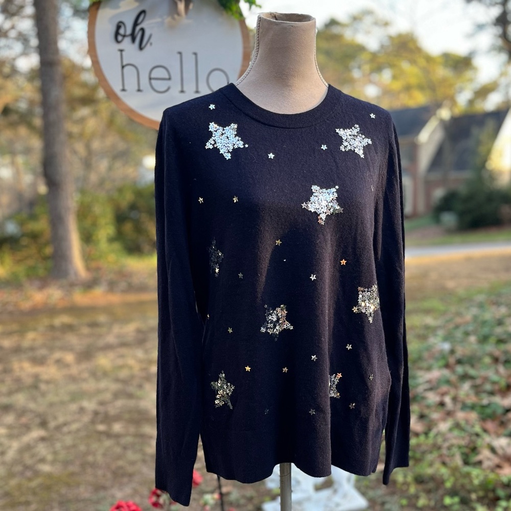 Kate Spade ♠️ Constellation Las Vegas Sweater, Rich Navy, XL, NWT